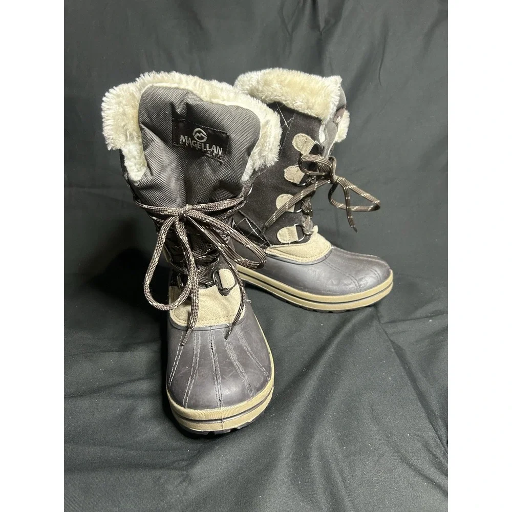 Magellan Outdoors Brown Suede Leather Thinsulate Winter Boots Womens Size 8